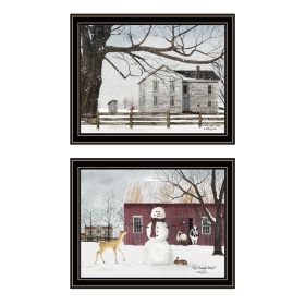 Trendy Decor 4U 2- Piece Vignette Life in the Countryside Winter Black Framed Wall Art for Living Room