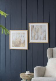 20.8x20.8x1.2" Framed Gold and Gray Wall Art with Glass Cover, Set of 2