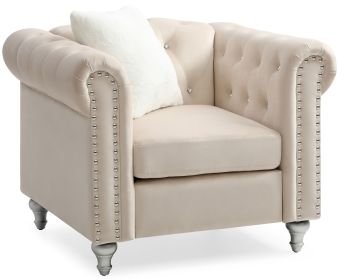 Stylish Single-Seater Beige Armchair