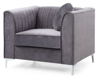 Contemporary Gray Sloped Arm Chair
