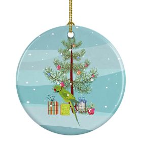 Ring-Necked Parakeet Merry Christmas Ceramic Ornament Christmas Tree Hanging Decorations for Home Christmas Holiday, Party, Gift, 3 in, Multicolo