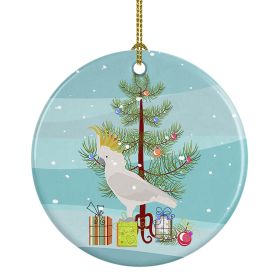 Cockatoo Merry Christmas Ceramic Ornament Christmas Tree Hanging Decorations for Home Christmas Holiday, Party, Gift, 3 in, Multicolor