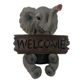 7"H Elephant with WELCOME Sign Figurine Home Decor Gift