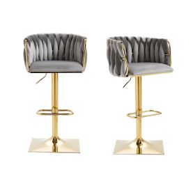 COOLMORE Vintage Bar Stools with Back and Footrest Counter Height Dining Chairs 2PC/SET (Color: as Pic)