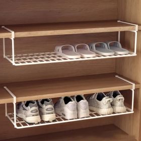 Swiss Quality Adjustable Expandable Shoe Rack, Stackable Iron Shoe Rack, Space Saving Hanging Rack For Home Shoe Storage, Bottom Basket (Capacity: white large size*1)