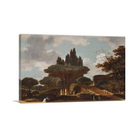 Italian Landscape With Stairs (Type: Standard Framed Canvas Print, size: 32" x 24" / 80cm x 60cm (approx))