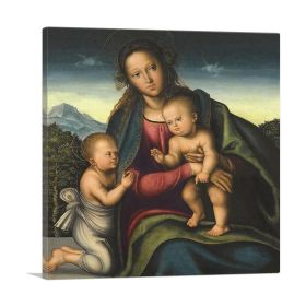 The Virgin And Child With The Infant Saint John (Type: Standard Framed Canvas Print, size: 30" x 30" / 70cm x 70cm (approx))