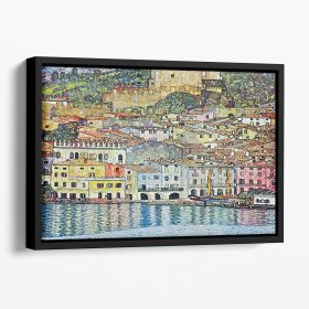 Malcena at the Gardasee by Klimt Floating Framed Canvas (Color: Black, size: 16" x 12" / 42cm x 30cm (approx))