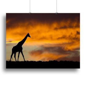 Idyllic african wildlife silhouette Canvas Print or Poster (Type: Standard Framed Canvas Print, size: 12" x 8" / 30cm x 20cm (approx))