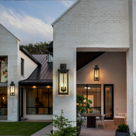 1-Pack 22.0 Outdoor Wall Lantern With Dusk To Dawn Sensor, Matte Black Finish, Clear Glass Panels, Weatherproof Exterior Light For Porch, Patio, (Color: Black)